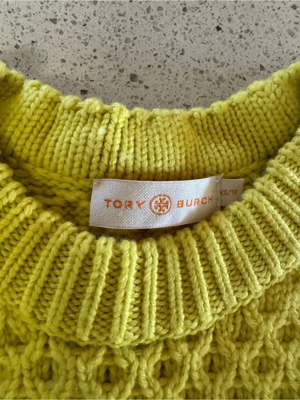 Tory Burch Honeycomb Knit Crewneck Sweater in Yellow